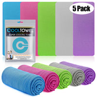5Pack Cooling Towels, Sweat Towels Cooling Towels for Neck and Face, Yoga, Camping, Running, Fitness, Workout & More Activities